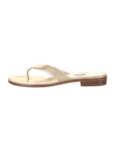 Pre-owned Leggiadro Leather Slides In Neutral