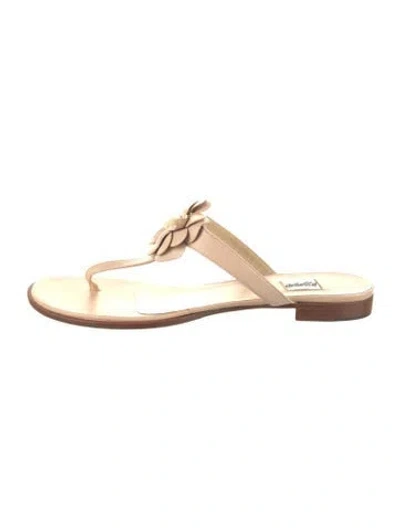 Pre-owned Leggiadro Leather Slides In Neutrals