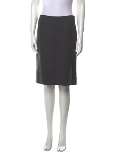 Pre-owned Leggiadro Leather Trim Embellishment Knee-length Skirt In Gray