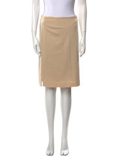 Pre-owned Leggiadro Leather Trim Embellishment Knee-length Skirt In Neutral