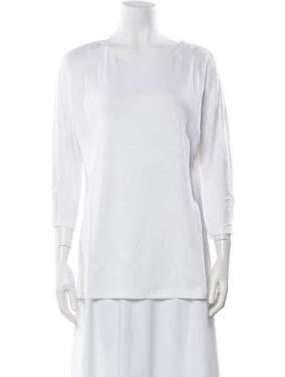 Pre-owned Leggiadro Linen Crew Neck Top In Neutral