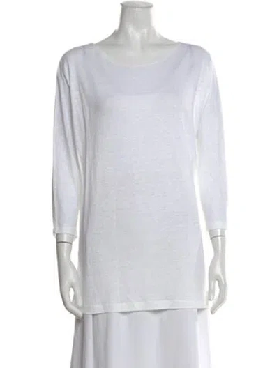 Pre-owned Leggiadro Linen Crew Neck Top In Neutral
