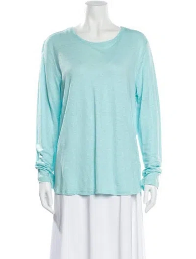 Pre-owned Leggiadro Linen Crew Neck Top W/ Tags In Blue