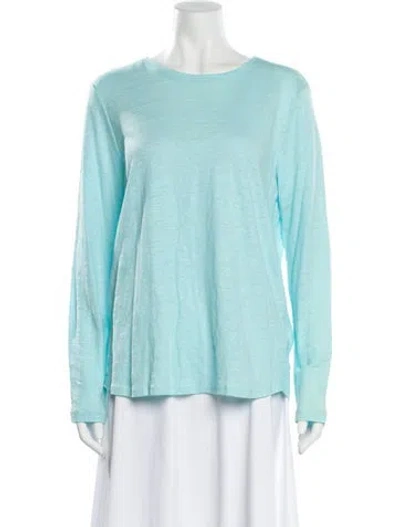 Pre-owned Leggiadro Linen Crew Neck Top W/ Tags In Blue