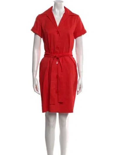Pre-owned Leggiadro Linen Knee-length Dress In Red