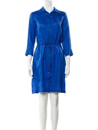 Pre-owned Leggiadro Linen Knee-length Dress W/ Tags In Blue