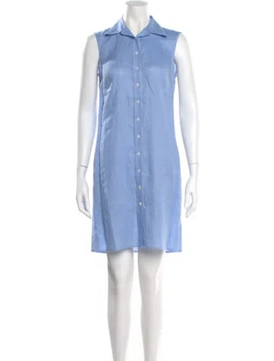 Pre-owned Leggiadro Linen Knee-length Dress W/ Tags In Blue