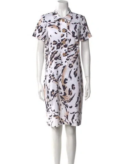 Pre-owned Leggiadro Linen Knee-length Dress W/ Tags In White