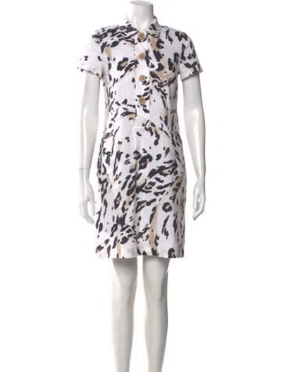 Pre-owned Leggiadro Linen Knee-length Dress In White