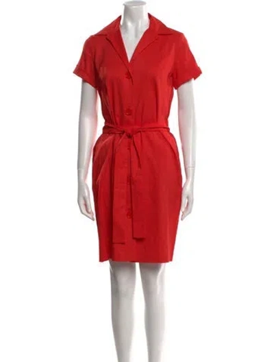 Pre-owned Leggiadro Linen Midi Length Dress In Red
