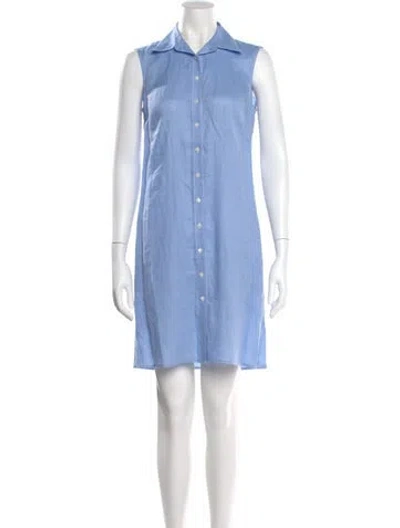 Pre-owned Leggiadro Linen Mini Dress W/ Tags In Blue