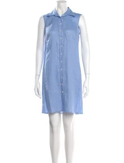 Pre-owned Leggiadro Linen Mini Dress W/ Tags In Blue