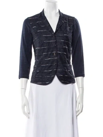 Pre-owned Leggiadro Linen Striped Blazer W/ Tags In Blue