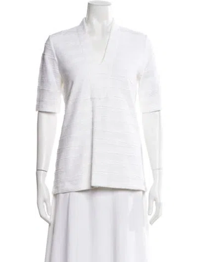 Pre-owned Leggiadro Linen V-neck Top W/ Tags In Neutral
