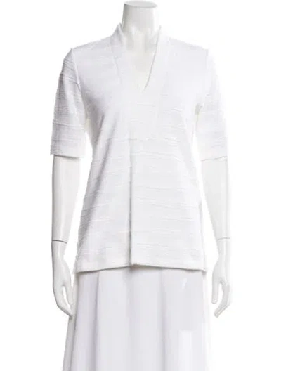 Pre-owned Leggiadro Linen V-neck Top W/ Tags In Neutral