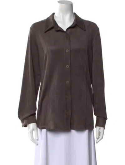 Pre-owned Leggiadro Long Sleeve Button-up Top In Black