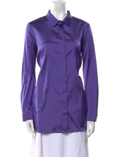 Pre-owned Leggiadro Long Sleeve Button-up Top In Purple