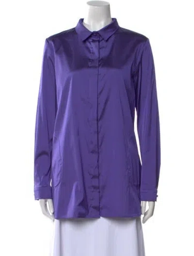 Pre-owned Leggiadro Long Sleeve Button-up Top In Purple