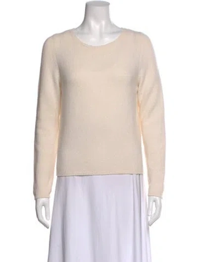 Pre-owned Leggiadro Merino Wool Scoop Neck Sweater In Neutral