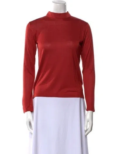 Pre-owned Leggiadro Mock Neck Long Sleeve Top In Orange