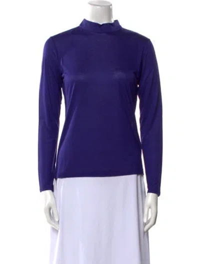 Pre-owned Leggiadro Mock Neck Long Sleeve Top In Purple