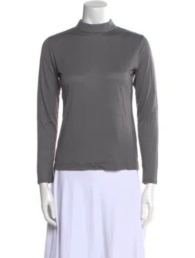 Pre-owned Leggiadro Mock Neck Long Sleeve Top W/ Tags In Gray