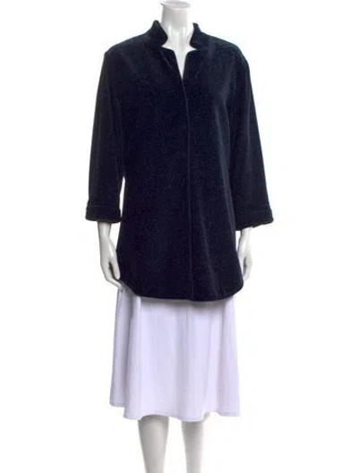 Pre-owned Leggiadro Mock Neck Three-quarter Sleeve Tunic In Blue