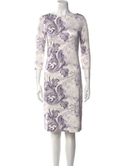 Pre-owned Leggiadro Paisley Print Knee-length Dress In Purple