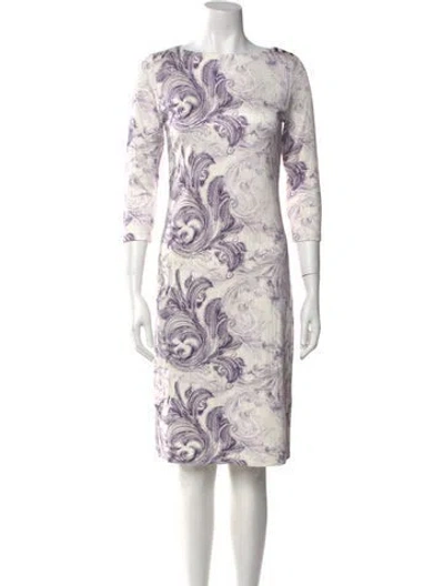 Pre-owned Leggiadro Paisley Print Knee-length Dress W/ Tags In Purple