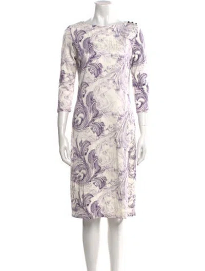 Pre-owned Leggiadro Paisley Print Knee-length Dress W/ Tags In White