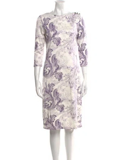 Pre-owned Leggiadro Paisley Print Knee-length Dress In White