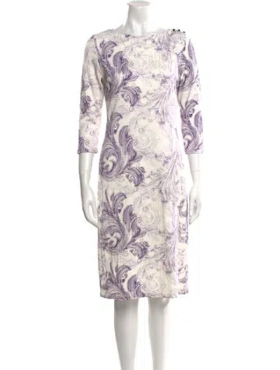 Pre-owned Leggiadro Paisley Print Midi Length Dress W/ Tags In White