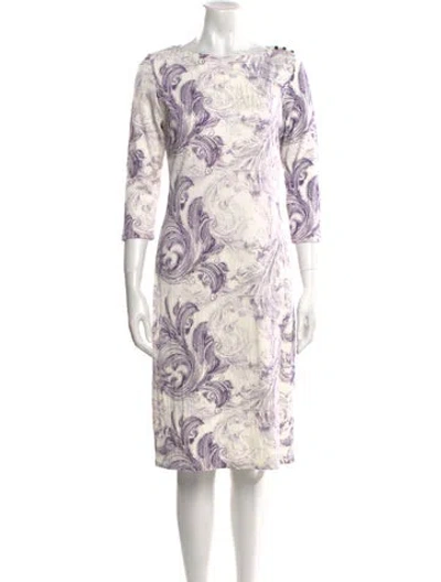 Pre-owned Leggiadro Paisley Print Midi Length Dress W/ Tags In White