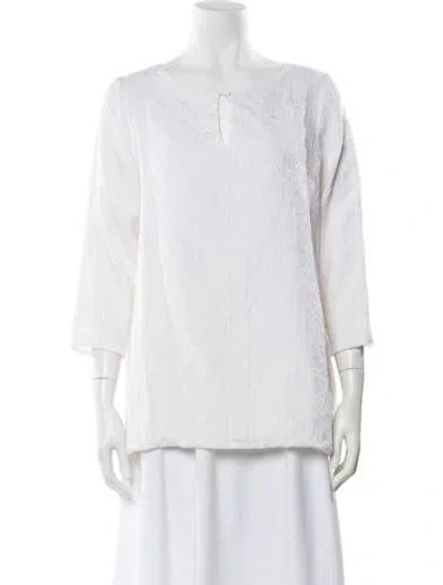 Pre-owned Leggiadro Patterned Crew Neck Top In Neutral