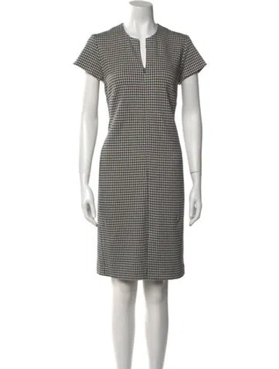 Pre-owned Leggiadro Plaid Print Knee-length Dress In Black
