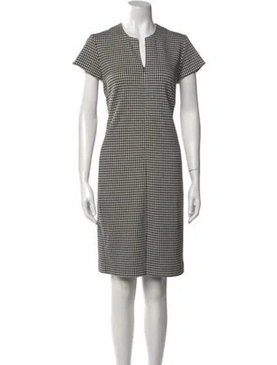 Pre-owned Leggiadro Plaid Print Knee-length Dress In Black