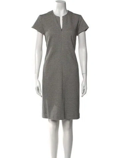 Pre-owned Leggiadro Plaid Print Knee-length Dress In Black