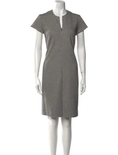 Pre-owned Leggiadro Plaid Print Knee-length Dress In Black