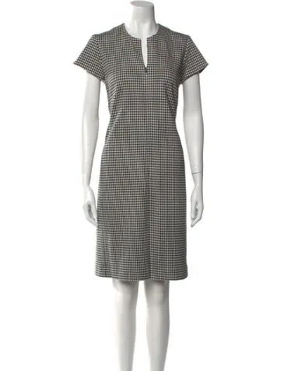 Pre-owned Leggiadro Plaid Print Knee-length Dress In Black