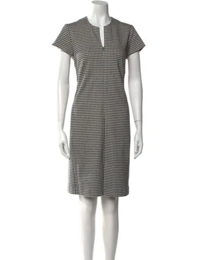 Pre-owned Leggiadro Plaid Print Knee-length Dress In Black