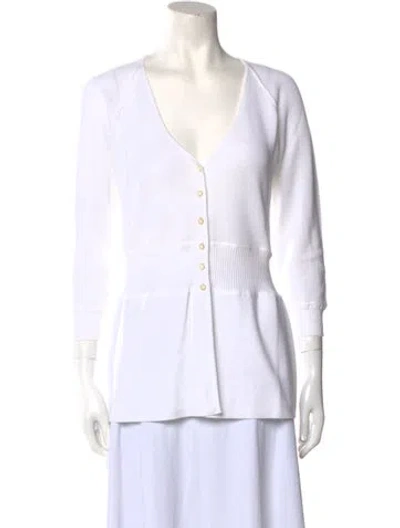 Pre-owned Leggiadro Plunge Neckline Sweater W/ Tags In White