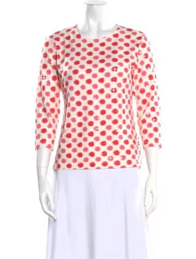 Pre-owned Leggiadro Polka Dot Print Crew Neck Blouse In Neutral
