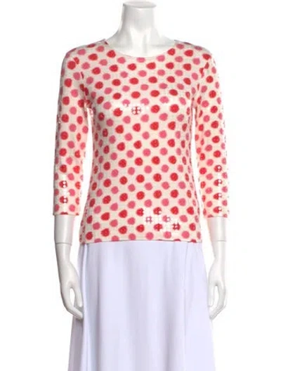 Pre-owned Leggiadro Polka Dot Print Crew Neck Top In Neutral