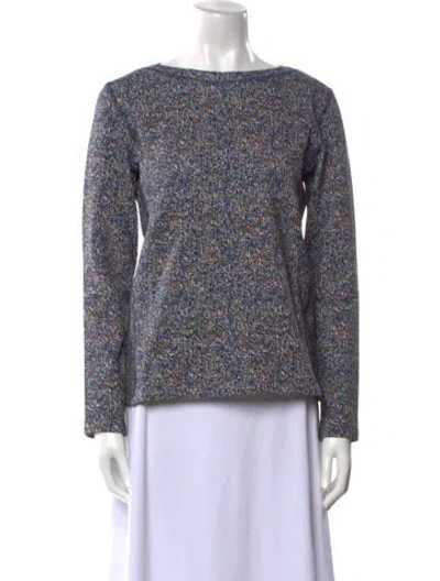 Pre-owned Leggiadro Printed Bateau Neckline Sweatshirt In Blue