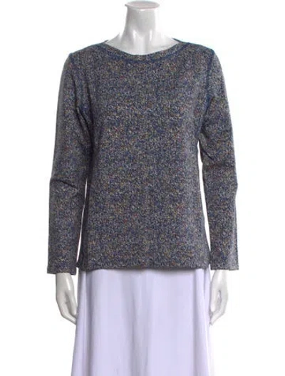 Pre-owned Leggiadro Printed Bateau Neckline Sweatshirt In Blue