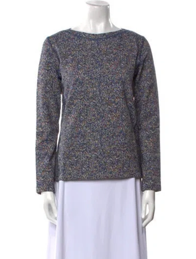 Pre-owned Leggiadro Printed Bateau Neckline Sweatshirt In Blue
