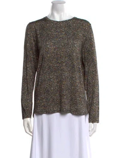 Pre-owned Leggiadro Printed Crew Neck Blouse In Black