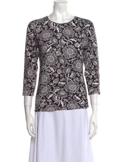Pre-owned Leggiadro Printed Crew Neck Top In Black