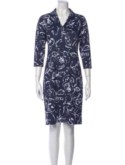 Pre-owned Leggiadro Printed Knee-length Dress In Blue