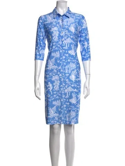 Pre-owned Leggiadro Printed Knee-length Dress In Blue